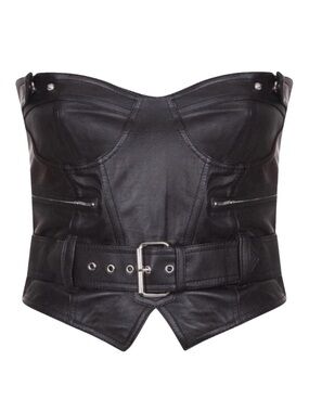 Rat & Boa Black Genuine Leather Corset Top